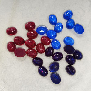 Pierres synthétiques pour bijoux, cabochons ovales et ronds, saphir étoilé rouge/bleu/violet pour la fabrication de bijoux - Product Image 1