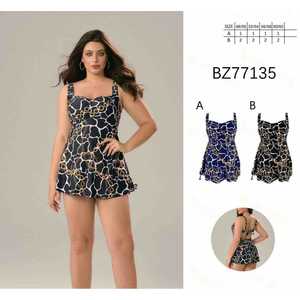 Plus Size Women One Piece Swimsuit V Neck Ruched Tummy Control Backless Bathing Suit Summer Beach Swimwear S-2XL BZ77135 - Product Image 1