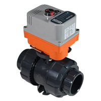 Vanne à boisseau sphérique électrique en PVC plastique ETRANY 2 voies 1/2'' avec commande manuelle, joint d'étanchéité EPDM OEM pour le contrôle de l'eau, du gaz et de l'huile