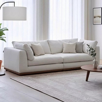 Modernes Sofa aus Leinenstoff, übergroße 3-Sitzer-Eckcouch mit abnehmbaren Kissen für das Wohnzimmer