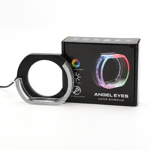 3inch" RGBW 12V L-shaped Multicolor Front <b>Light</b> <b>Led</b> Angel Eyes halo Rings Headlights Decorate Shroud Cover for <b>Projector</b> Lens - Product Image 4