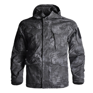 Veste tactique de camouflage M65 pour l'extérieur Veste de moto d'hiver imperméable Capuche Taille XL Fermeture éclair formelle en PU Teinte unie - Product Image 4