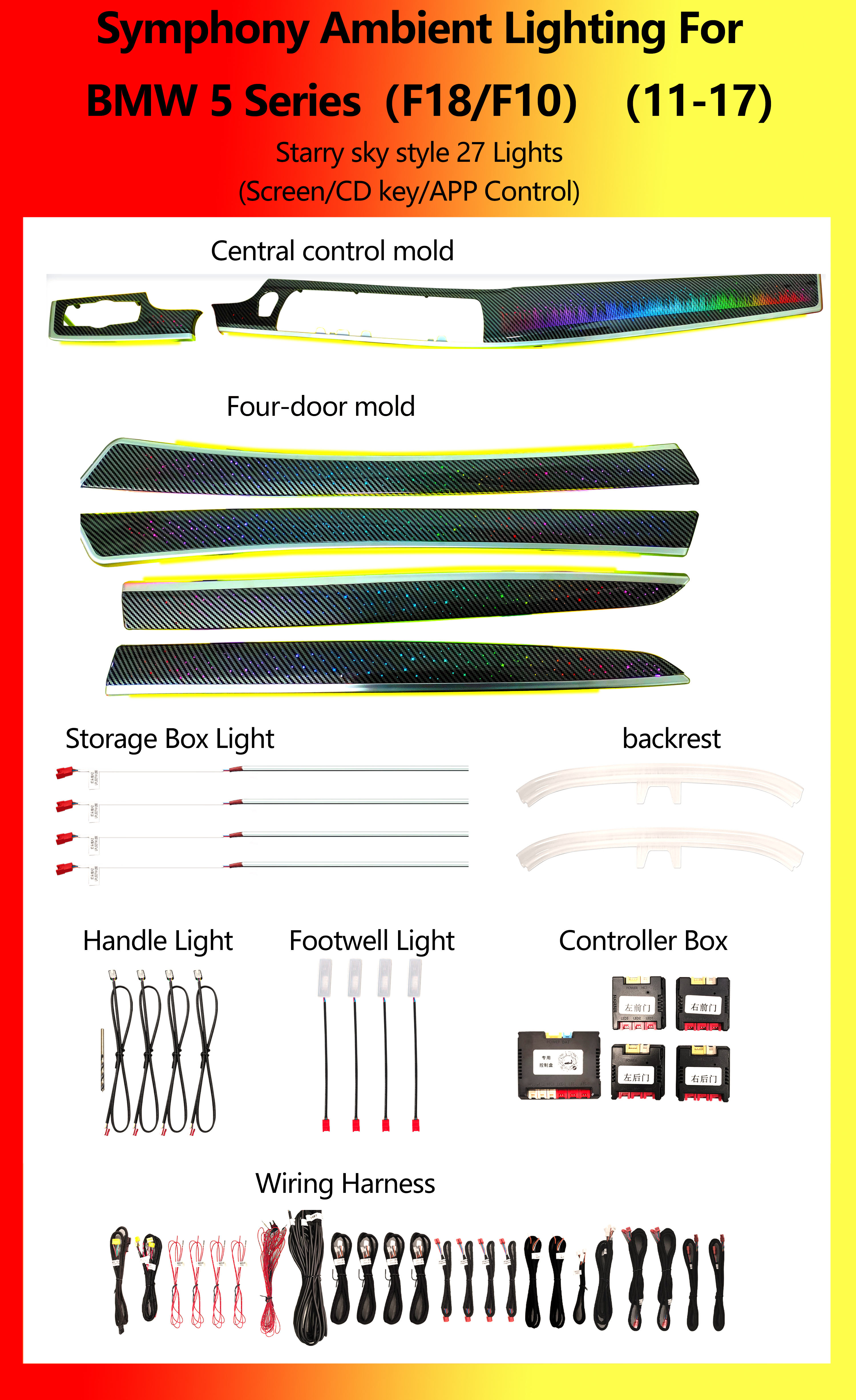 BMW Série 5 (F18/F10) Style ciel étoilé Symphonie 27 lumières