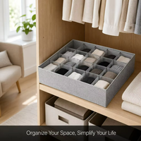 Organisateur de tiroir en tissu à 24 compartiments, boîte de rangement grise en non-tissé 80 g/m² à motif imprimé fourmi pour chaussettes, sous-vêtements et soutiens-gorge