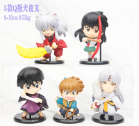 Ornamen figur aksi Inuyasha, mainan tokoh aksi Model Sesshoumaru mobil mainan PVC Anime 5 buah/set