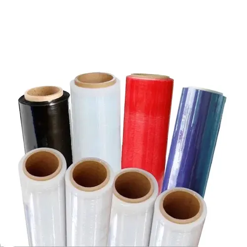 Şeffaf sarma uv lldpe streç poliolefin shrink film makinesi kullanımı için renkli beyaz mavi yeşil kırmızı sarı renk