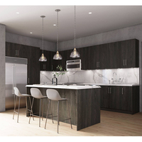 Menuiserie personnalisée Armoires modernes pour toute la maison Ensemble d'armoires de cuisine de rangement de cuisine de salle de bain noir avec îlot