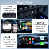 Adaptador Inalámbrico CarPlay USB Tipo C Portátil para Android Auto, iPhone, iOS, Convertidor Automático, Dongle, Plug and Play, Conversión con Cable