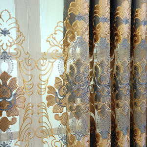 Lo stile europeo all'ingrosso copre le <span class=keywords><strong>tende</strong></span> di stoffa di lusso <span class=keywords><strong>con</strong></span> il ricamo del fiore per la Villa della camera da letto del salone - Product Image 3