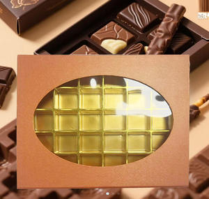 Boîte à chocolats dorée en gros avec fenêtre transparente, plateau coulissant et séparateurs en plastique pour pralines, bonbons, panier cadeau de mariage - Product Image 6