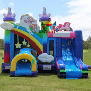 PVC Tarpaulin Unicorn Inflatable Bouncer inflatable combo slide Outdoor Activities for Rental