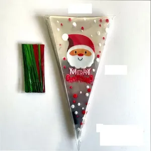 100pcs Christmas Xmas Cellophane Cello Cone <strong>Bags</strong> Gift <strong>Party</strong> Treat Kids <strong>Sweet</strong> Candy <strong>Bags</strong> With Twist Ties Decoration - Product Image 3