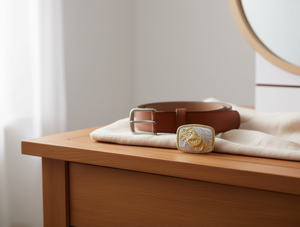 Fibbia per cintura grande in argento e oro, rotonda e quadrata, 5,0 cm, accessorio moda per uomo e donna - Product Image 2