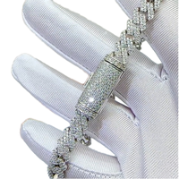Madonna 10mm Chaîne à Maillons Cubains Bracelet Moissanite S925 Sterling Diamond Hip Hop Style Chic Colliers pour Femmes