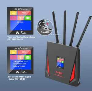 OEM modem 4g KuWFi router nirkabel 10 pengguna, router sim 4G hotspot cepat, router sim lte 4g dengan tampilan LCD