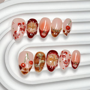 Vente en gros de faux ongles en forme d'amande <span class=keywords><strong>Queen</strong></span> avec design sculpté Faux ongles faits à la main pour femmes - Product Image 6