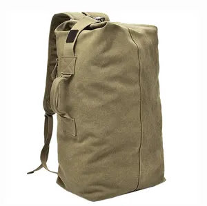 wholesale custom khaki canvas waxed luggage bag travel camping hiking backpack waterproof with zipper for men outdoor activities