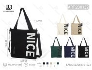 Borsa a Tracolla in Tela con Design a Lettere, Colore Unico, per Uso Quotidiano in Tutte le Stagioni - Product Image 1