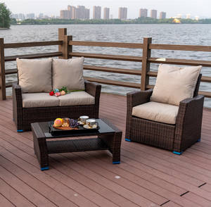 Sofá impermeable de mimbre de estilo europeo para patio, juegos de conversación al aire libre, muebles de jardín de ratán modernos, sillones de hotel - Product Image 2