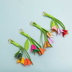 Creative Handmade Simulation Picking Golden Osmanthus Blossoms Bag Decoration Pu Leather Flower <b>Keychain</b> Flower Charms - Product Image 1