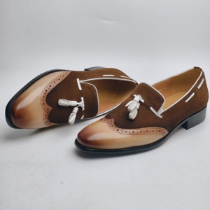 Customized Classic <strong>Brogue</strong> Men's Casual Dress Shoes Breathable Comfort Anti-Slippery Handmade Genuine Cow <strong>Suede</strong> Slip on Office - Product Image 1