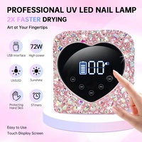 Lampe à ongles LED rechargeable UV 72W Lampe à ongles sans fil avec strass en forme de cœur Manucure Pédicure Lampe à ongles professionnelle