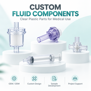 Cartucho de filtro para componentes de fluidos médicos, émbolo de jeringa, grifo de cuatro vías, moldeado transparente OEM - Product Image 1