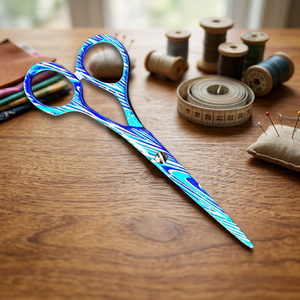 Ciseaux de coiffure professionnels en acier inoxydable de qualité supérieure, à manche long, pour droitiers, revêtement papier, ciseaux de barbier ultra-affûtés, finition miroir - Product Image 2