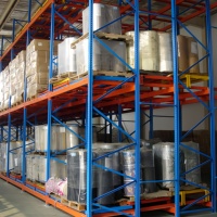 Système de rayonnage à pousseur en acier pour entrepôt frigorifique, capacité 1000 kg, équipement de transport et de stockage