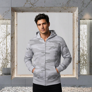 Sudadera con capucha informal de invierno para hombre, 100% algodón, con estampado de camuflaje. - Product Image 3
