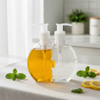 Bouteille de bain personnalisable PET mère-enfant, double pailles, vide, pour gel douche, nettoyant visage, forme cylindrique, pompe pulvérisatrice, finition mate