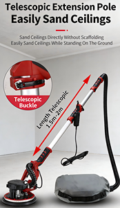 Ponceuse électrique à long manche à vitesse variable avec LED et aspiration intégrée pour plafonds et cloisons sèches, idéale pour le bricolage - Product Image 4