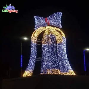 Bola de natal com luz LED 3D gigante branca quente e sino com motivo de floco de neve dentro