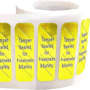 Etiquetas de Seguridad para Alimentos con Sello de Seguridad, Rectangulares, Autoadhesivas, con Lámina Dorada, para Frescura y Seguridad, Uso Industrial - Product Image 1