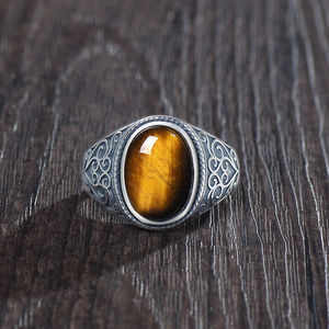 Merryshine Vintage Style Open Brass Jewelry Spiritual <strong>Tiger</strong> <strong>Eye</strong> Stone Turkish Gemstone <strong>Ring</strong> for Men - Product Image 4
