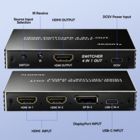 Conmutador HDMI 4 en 1, Entrada HDMI DP USB C, Caja Conmutadora de Video 4K 60Hz con Control Remoto IR para Computadora Portátil, PC, Consola de Juegos, Monitor