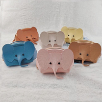 Cuir de vachette Animal dessin animé mignon porte-monnaie portefeuille pochette Mini porte-monnaie avec bracelet en cuir véritable éléphant sac à main