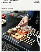 Table de camping modulaire multifonctionnelle pliable en bambou IGT, extensible, portable, réglable en hauteur, pour le camping, le barbecue et les voyages