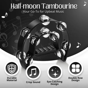 <span class=keywords><strong>Tambourin</strong></span> à main double rangée Percussion à main avec poignée ergonomique <span class=keywords><strong>Tambourin</strong></span> <span class=keywords><strong>demi</strong></span>-<span class=keywords><strong>lune</strong></span> pour KTV Party - Product Image 4