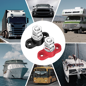 2 Piezas de Bloque de Distribución de Energía M10 de 12V, Bloque de Distribución de un Solo Terminal de 80A, Barras Colectoras Eléctricas de Cobre Puro Positivo y Negativo - Product Image 6