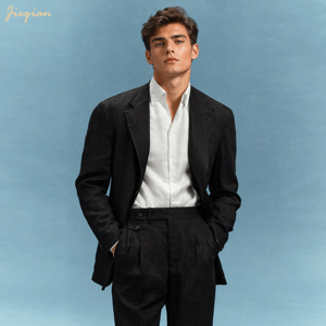 <span class=keywords><strong>Costume</strong></span> homme <span class=keywords><strong>sur</strong></span> <span class=keywords><strong>mesure</strong></span> Jieqian de luxe, vintage, en mélange de lin, coupe ajustée, 2 pièces, pour mariage, affaires, ou cérémonie. - Product Image 4