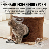 MEEW Arbre à chat écologique et durable avec griffoir et capsule spatiale 31,5 po (80 cm) en bois massif, design peu encombrant, emballage en carton