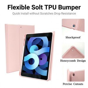 เคสคีย์บอร์ดแท็บเล็ตสำหรับ iPad 9.7 นิ้ว รุ่นที่ 5/6 ดีไซน์รังผึ้ง วัสดุ TPU พร้อมช่องใส่ปากกาในตัว จากโรงงานโดยตรง - Product Image 3