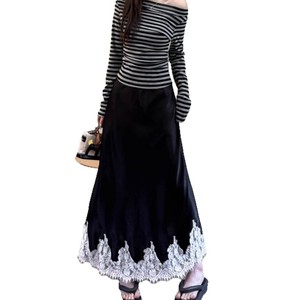 Primavera estate donna raso sirena pizzo Patchwork Casual elegante High Street tinta unita gonne - Product Image 5