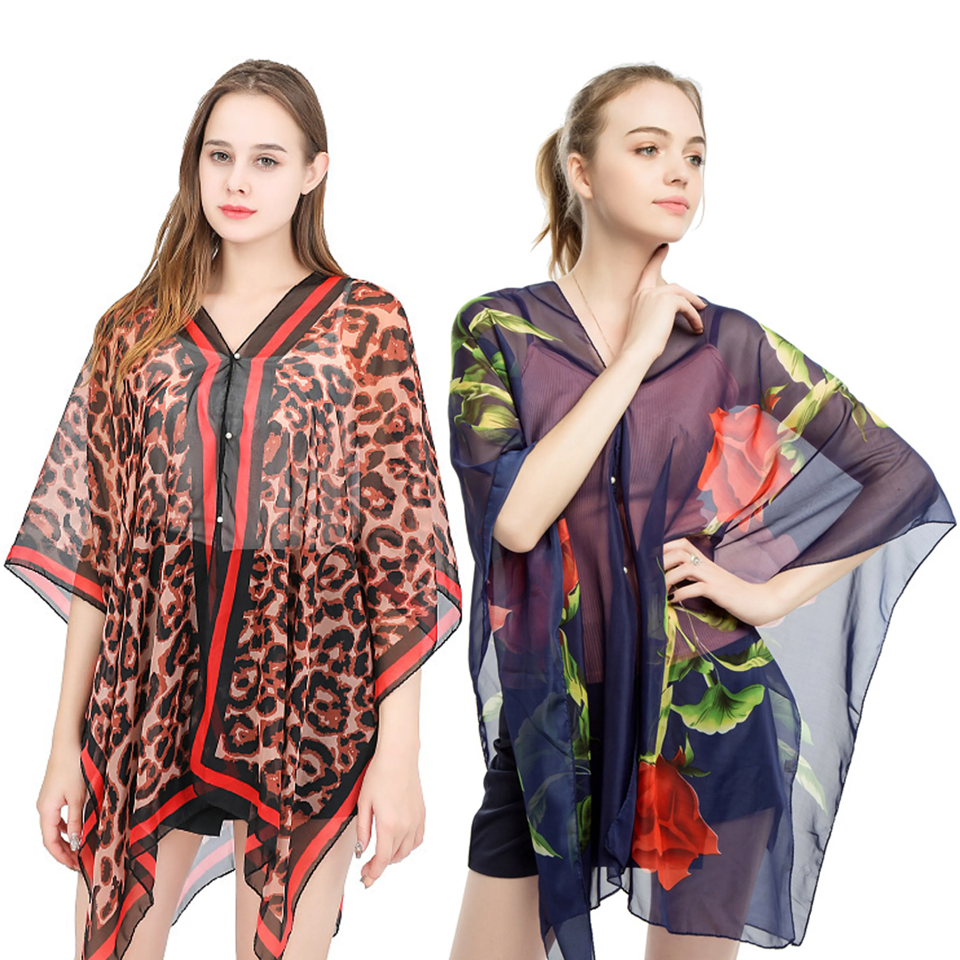 2022 Fashion Spring Summer Women Floral Printing Beach Long Sunscreen Chiffon Silk Scarf Shawls