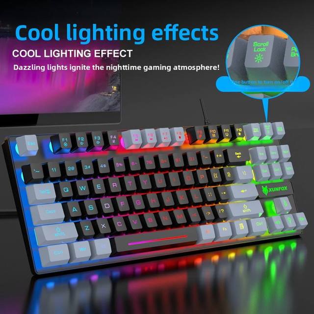 K10 E-Sports 87 Key Mechanical Keyboard Wired Waterproof Body  & Customization Available  Supported Rainbow Backlight Qwerty