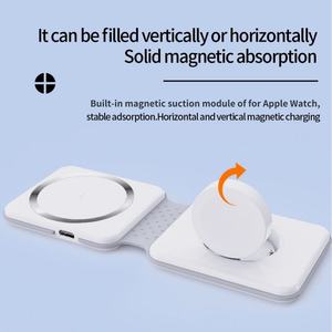Cargador inalámbrico magnético plegable de 15W 2 en 1 soporte de estación magnética para <span class=keywords><strong>iPhone</strong></span> 15 14 <span class=keywords><strong>13</strong></span> 12 Pro Max para Iwatch - Product Image 3