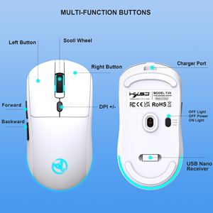 Ratón Inalámbrico HXSJ T20 2.4Ghz, Óptico, IC, Recargable de 650mAh, 6 Botones, 4800DPI Ajustable, Retroiluminado, para Oficina y Juegos - Product Image 4