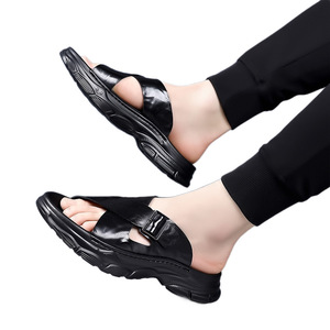 Sandales d'été en cuir véritable 2026, best-seller, à semelle épaisse et résistantes à l'usure, pour hommes, à bout fermé, décontractées, pour l'extérieur - Product Image 5