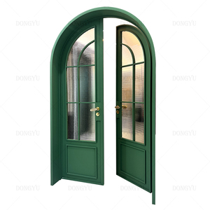 Maison résidentielle moderne Porte en arc bon marché Intérieur Cadre en aluminium Double artisanat Portes françaises battantes en verre - Product Image 3